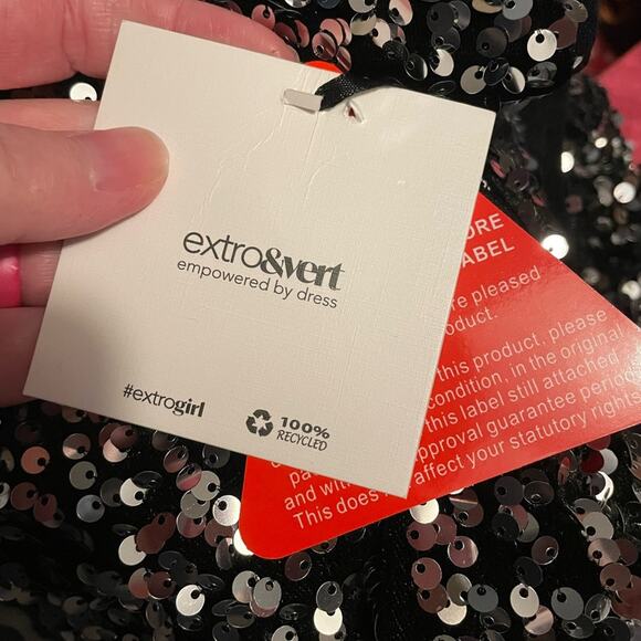 EXTRO&VERT Brand NWT Sequin Romper Sparkly 1 Piece Jumpsuit Long Sleeve Size XL - Picture 5 of 5